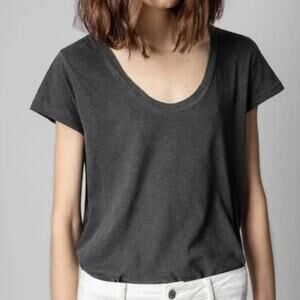 Zadig & Voltaire Tiny Slub Overdyed Grey Short Sleeve T-Shirt / Tee / Top - NWOT